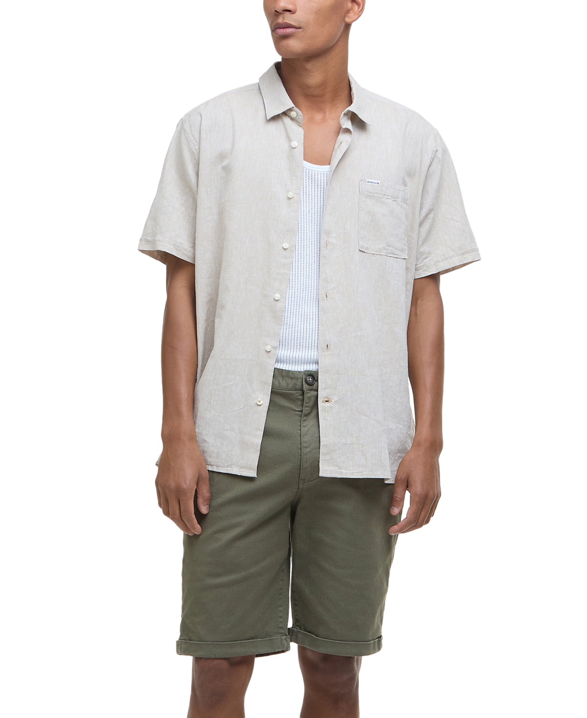 Barbour Men's Nelson Short Sleeve Summer Shirt In White
