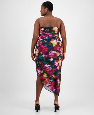 Trendy Plus Size Strapless Midi Bodycon Dress