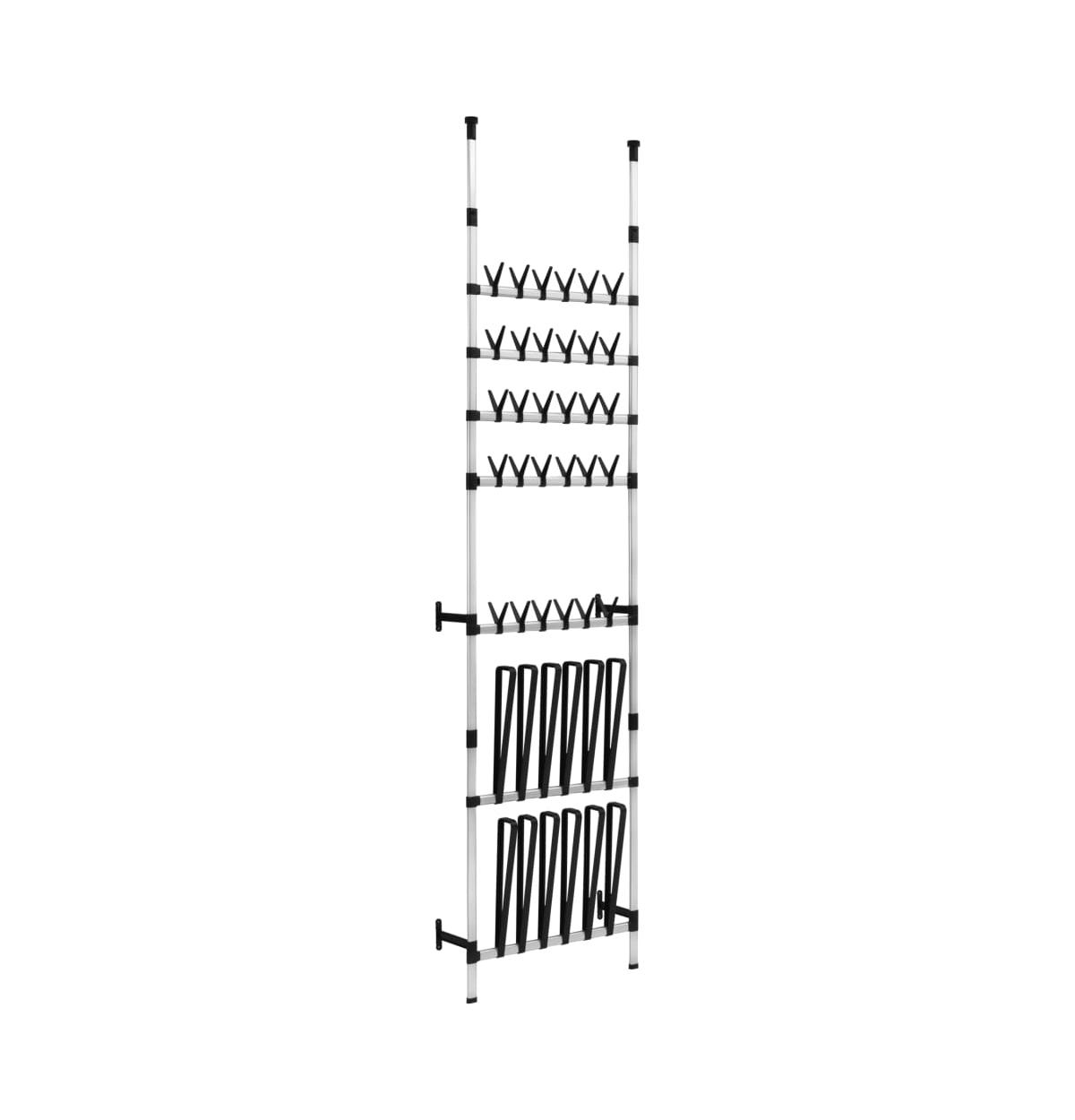 Telescopic Shoe Rack with Rods Aluminum - Silver