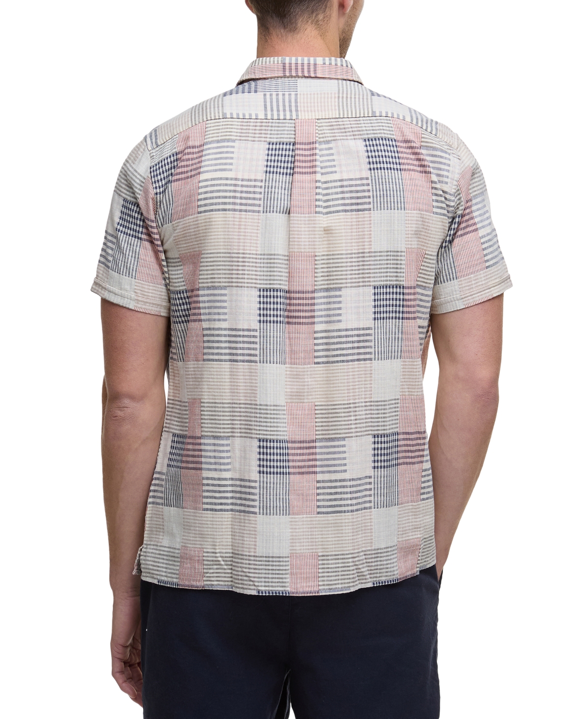 BARBOUR MEN'S OAKSHORE SHORT SLEEVE PATCHWORK BUTTON-FRONT SHIRT 