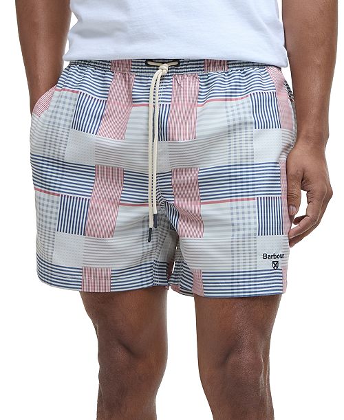 alfani Barbour Men's Oakshore Patchwork 5" Swim Shorts Men's Fashion & Accessories