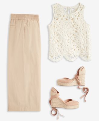 On 34th Womens Crochet Tank Cropped Wide Leg Pants Melindaa Espadrille Wedge Sandals Exclusively At Macys