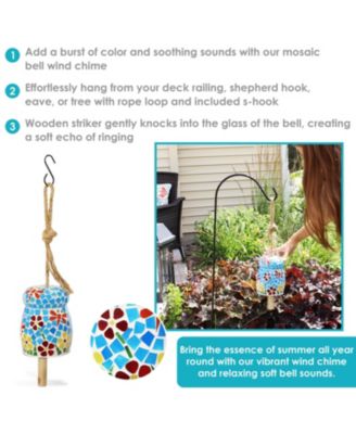 Outdoor Spring Flowers Mosaic Glass Wind Chime Bell - 7"