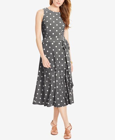 Lauren Ralph Lauren Polka-Dot-Print Crewneck Dress