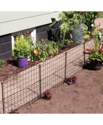 Outdoor Lawn and Garden Steel Arched Grid Style Decorative Border Fence Panel Set - 12.5' - Black - 5pk