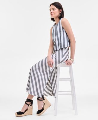 On 34th Womens Cropped Bubble Hem Tank Striped Maxi Skirt Melindaa Espadrille Wedge Sandals Exclusively At M
