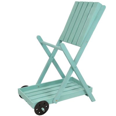 2-Tier Fir Wheeled Planter Stand - 34” H - Robin Egg Blue