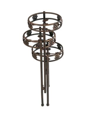 Indoor/Outdoor Steel 3-Tiered Folding Decorative Potted Flower Plant Stand Display - 29" - Bronze