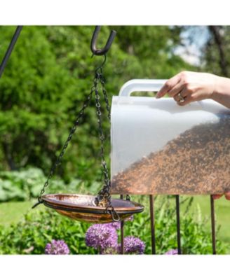 Outdoor Hand-Hammered Hanging Bird Bath or Bird Feeder with Detachable Bowl and Hanging Chain - Copper - 17.5"