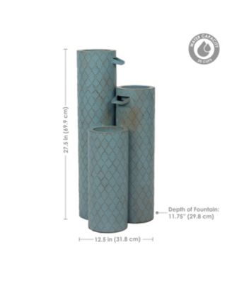 Moroccan Trellis 3-Column Modern Outdoor Water Fountain - 27.5"