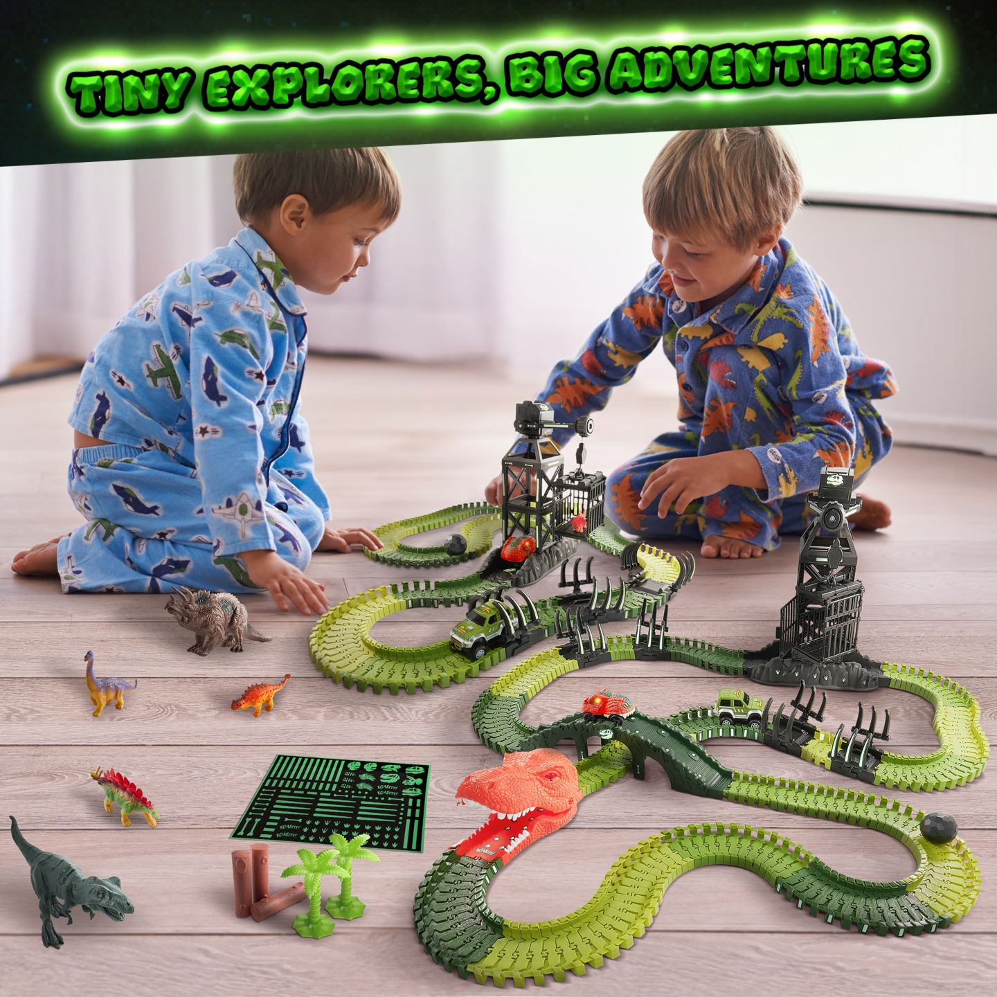 Детский конструктор USA Toyz Dinosaur Dash 225-Piece Glow-in-the-Dark Stem Building Set, Ages 3+ — фото 7