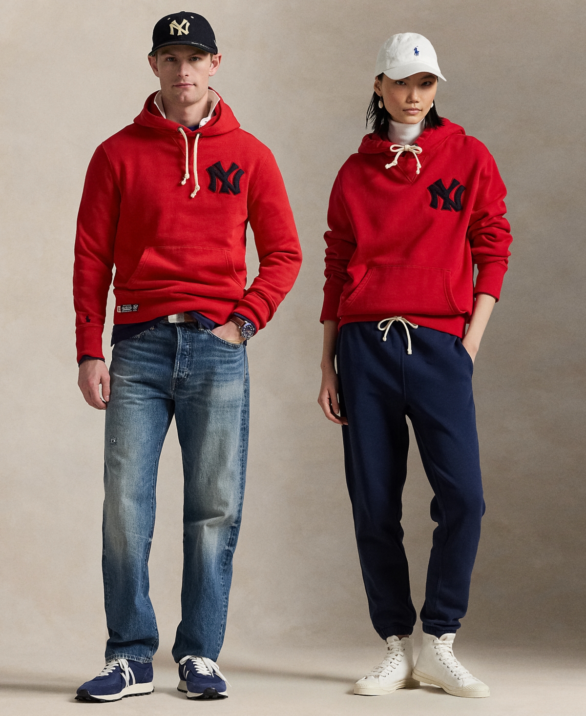 Polo Ralph Lauren Unisex Yankees Fleece Hoodie In Rl 2000 Red