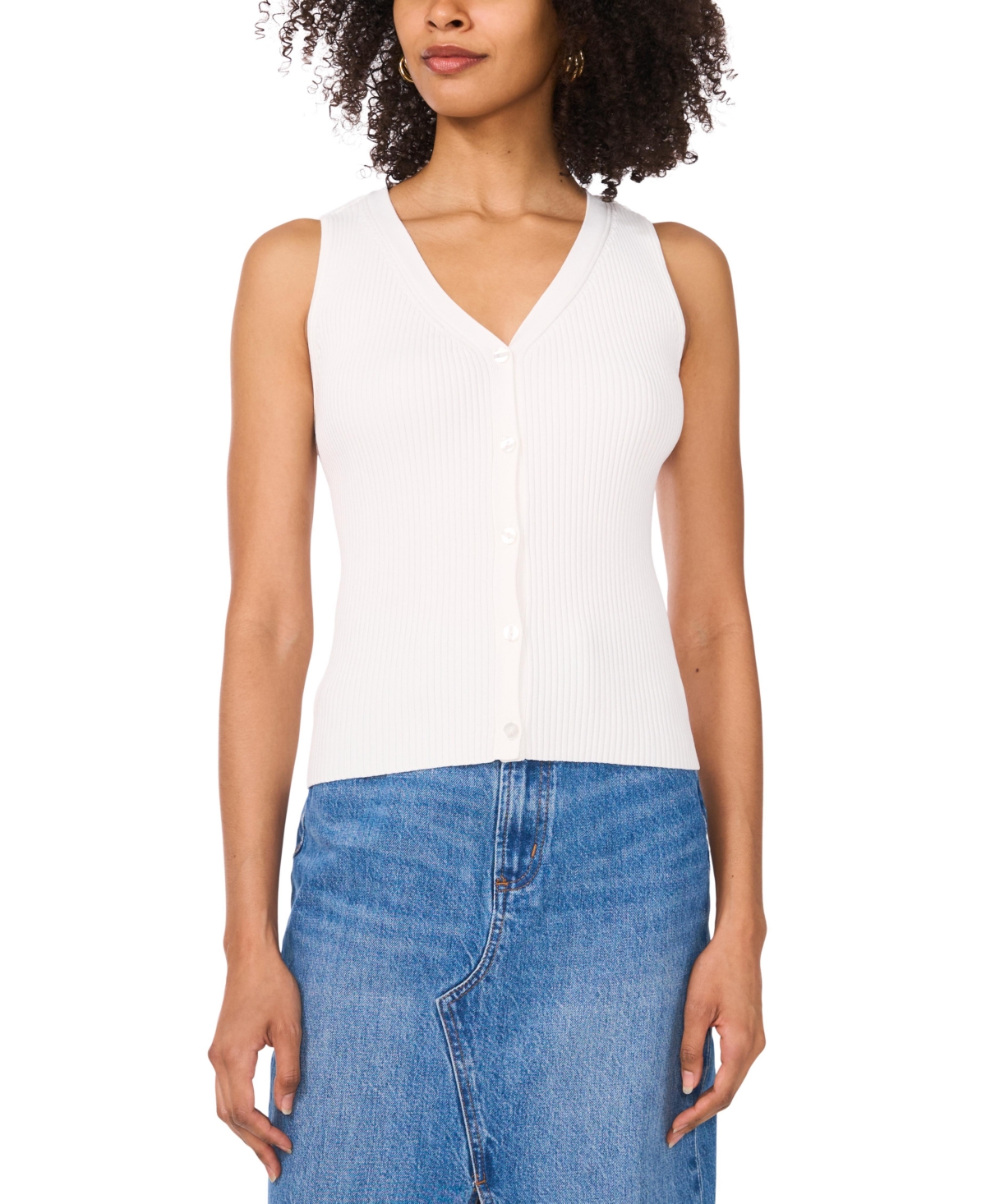 Vince Camuto Rib Button-up Vest