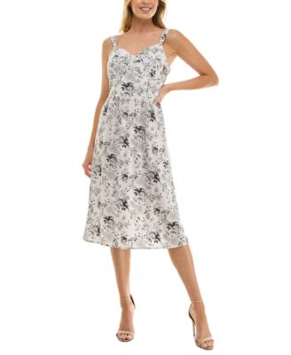 As U Wish - Juniors' Wide-Strap Smocked-Back Fit & Flare Dress
