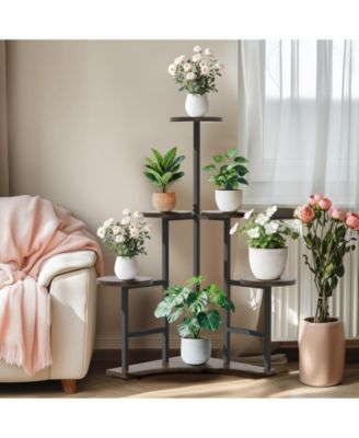 42.7" Height Corner Plant Stand with 5 Round Shelves Indoor Plant Rack Metal Frame