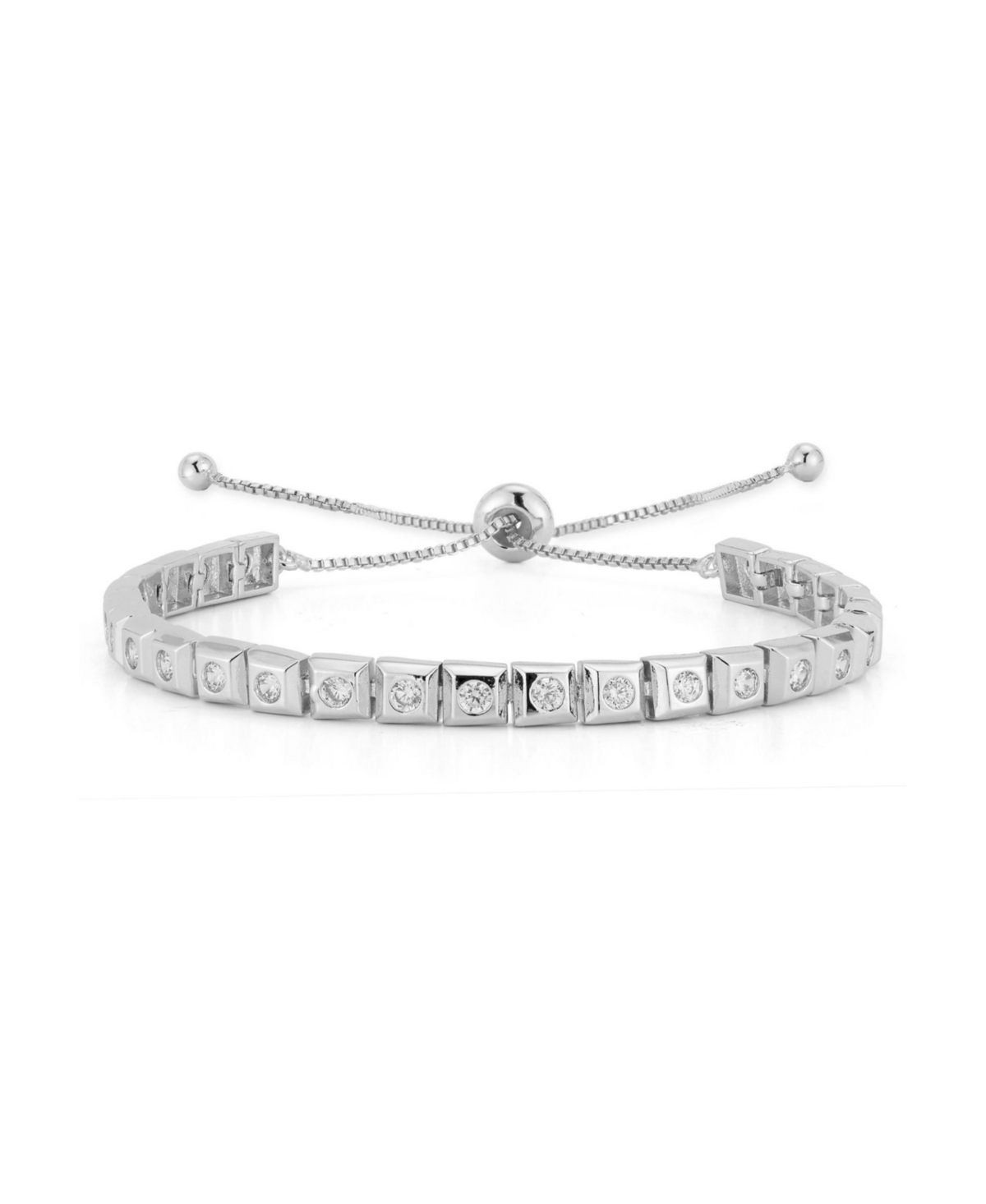 Rhodium Plated Adjustable Square Tennis Bracelet - Gold