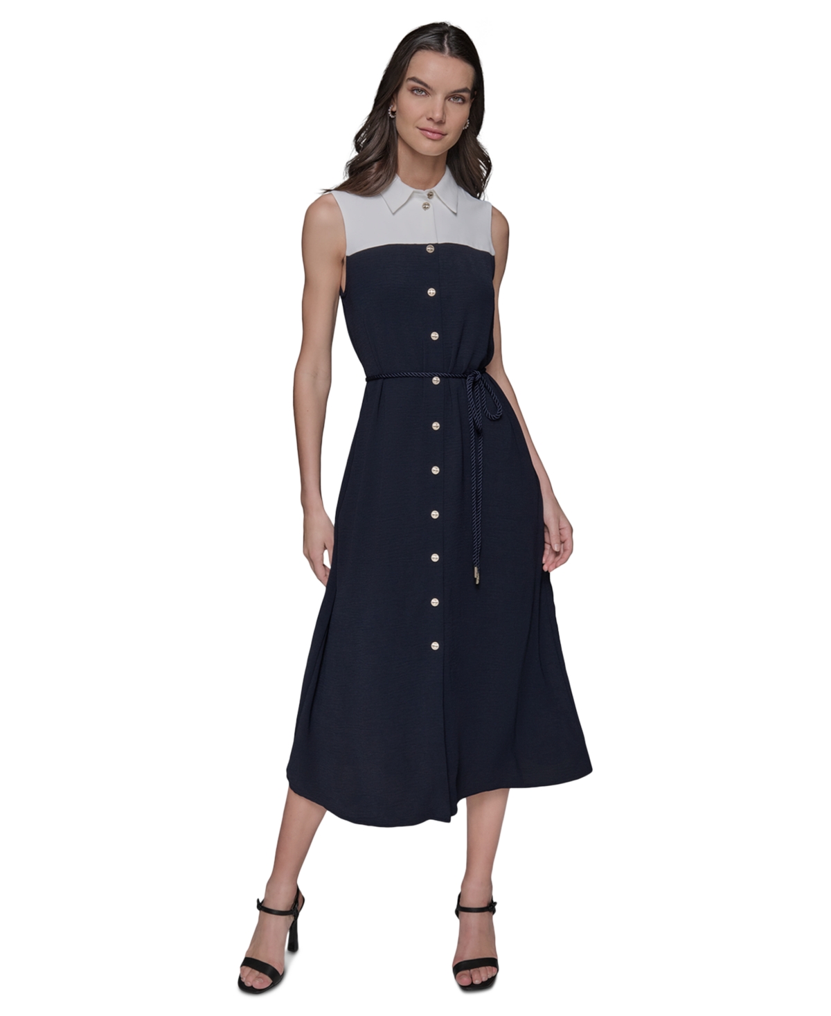 KARL LAGERFELD WOMEN'S AERO WASH COLORBLOCKED SHIRTDRESS 