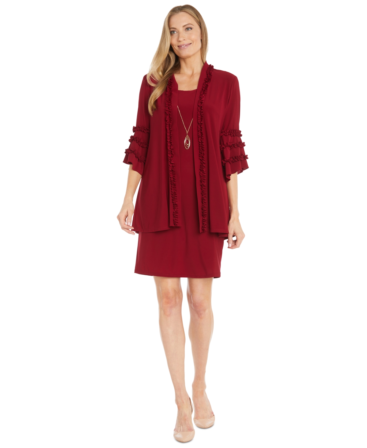 R & M Richards Women's Two-piece Bell-sleeve Jacket & Dress