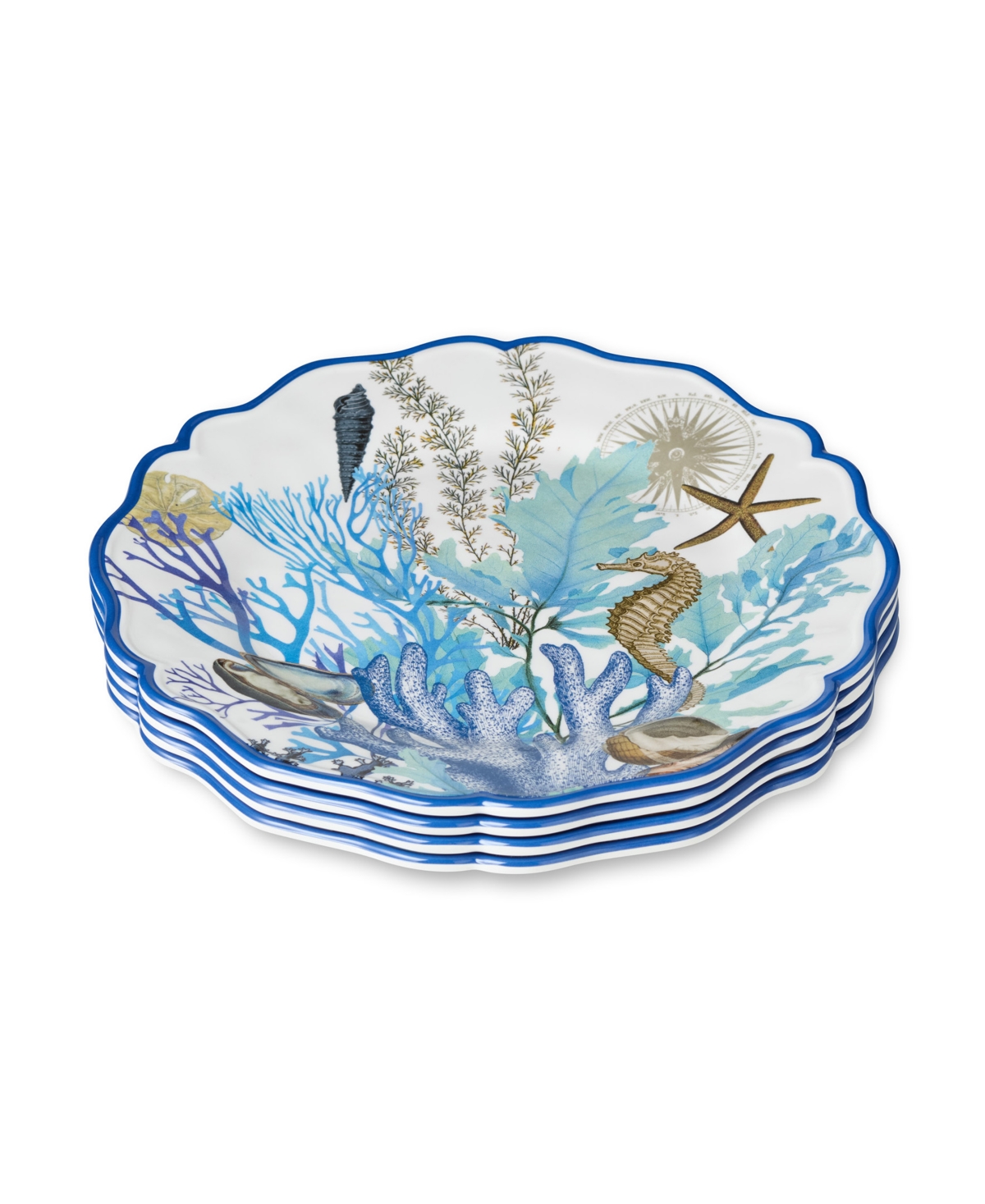 Blue Lagoon Melamine 4-Pc. Dinner Plates, Service for 4