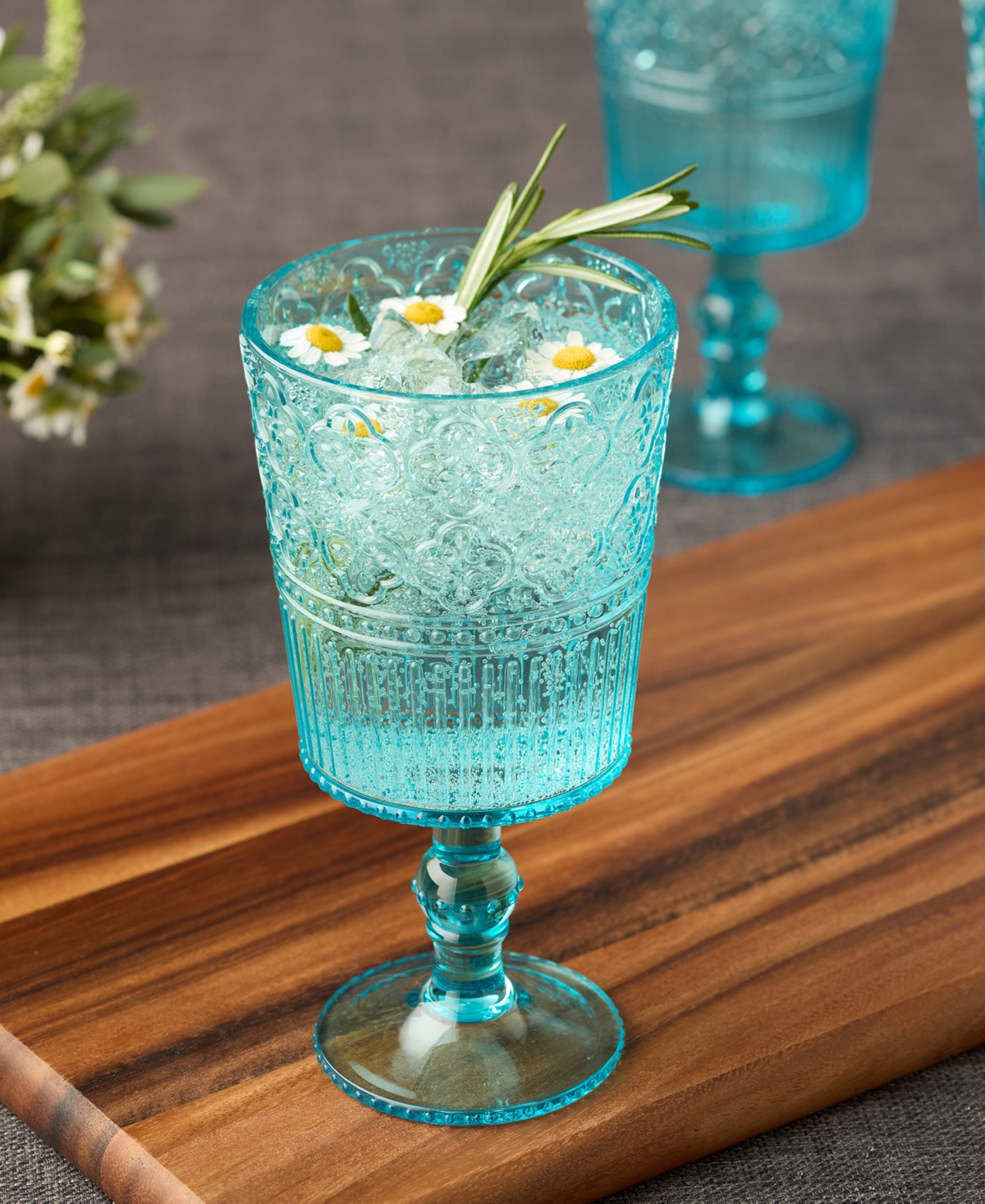 Certified International Set Of 6 Victoria 14oz Acrylic All Purpose Goblets In Aqua