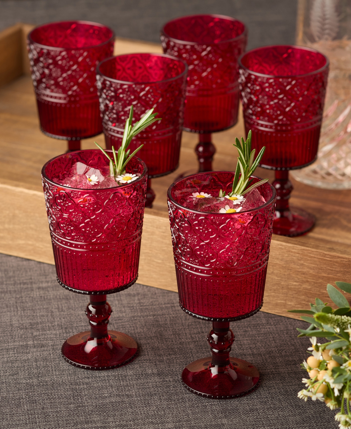 Certified International Set Of 6 Victoria 14oz Acrylic All Purpose Goblets In Ruby
