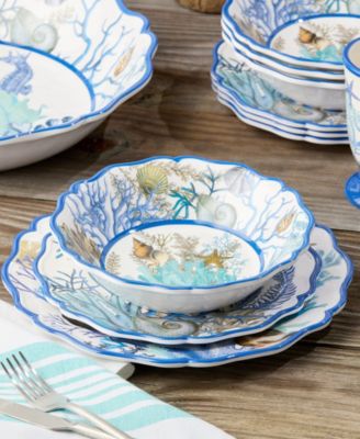 Blue Lagoon Melamine 12-Pc. Dinnerware Set, Service For 4