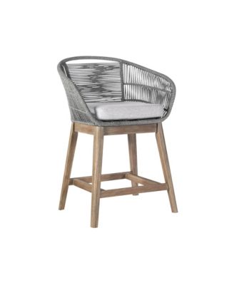 Solid Wood Bar Height Chair with Footrest - Low Back Outdoor Seating for Relaxation