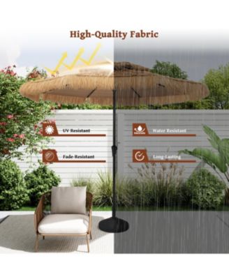 10 Ft Hawaiian Beach Parasol Outdoor Umbrella with Solar Lights