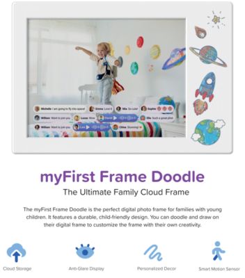Smart WiFi Digital Photo Frame myFirst Frame Doodle 9 Inch LCD Touch Screen, Auto-Rotate, 32GB Memory with Cloud Storage