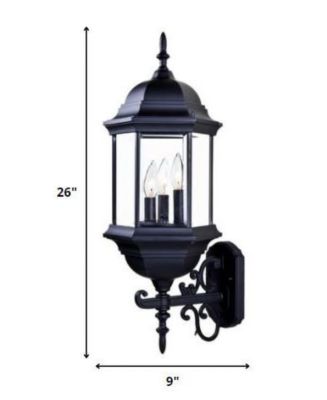 Three-Light Domed Glass Lantern Wall Light – Stylish Outdoor Wall Fixture