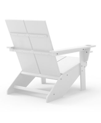 Outdoor HDPE Modern Adirondack Chair with Cup Holder (Set of 4)