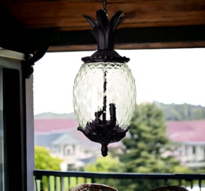 Pineapple Three-Light Outdoor Hanging Pendant Light – Decorative Garden Light