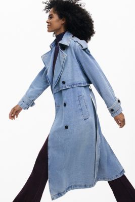 Women's Denim trench coat with belt