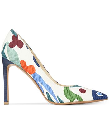 NINE WEST Women's Tatiana Dress Pump - Green & Blue Tie Dye Pointed Toe High Heel (Size 5)