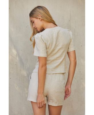 Women's Gordina Tie Front Linen Top