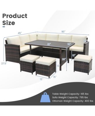 7PCS Wicker Patio Conversation Furniture Set Sectional Sofa Set w/ Cushions