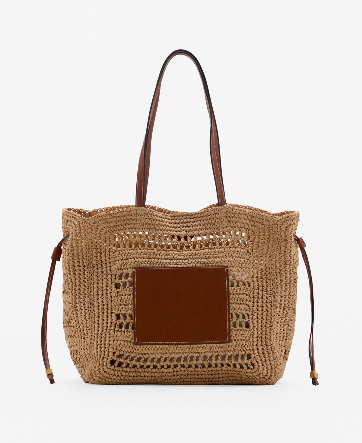 Women's Natural Fiber Shopper Bag - Leather
