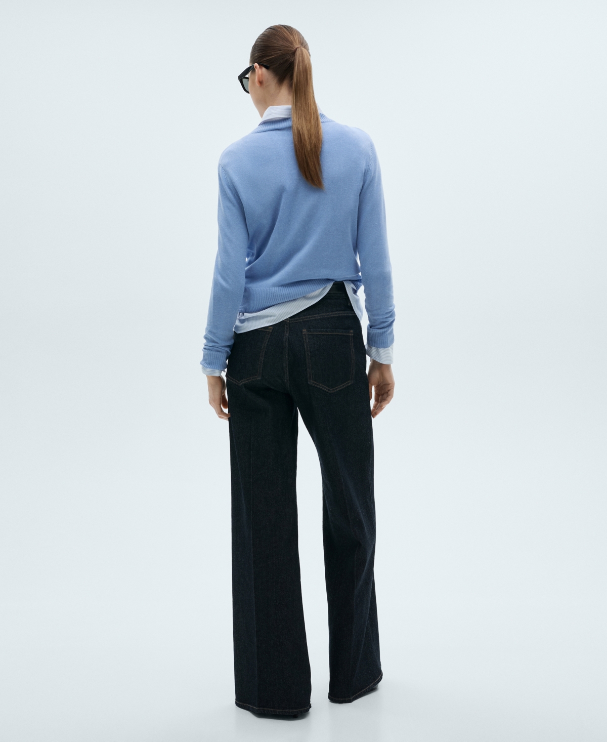 Mango Linen Blend Knitted Sweater Sky Blue In Sky Blue