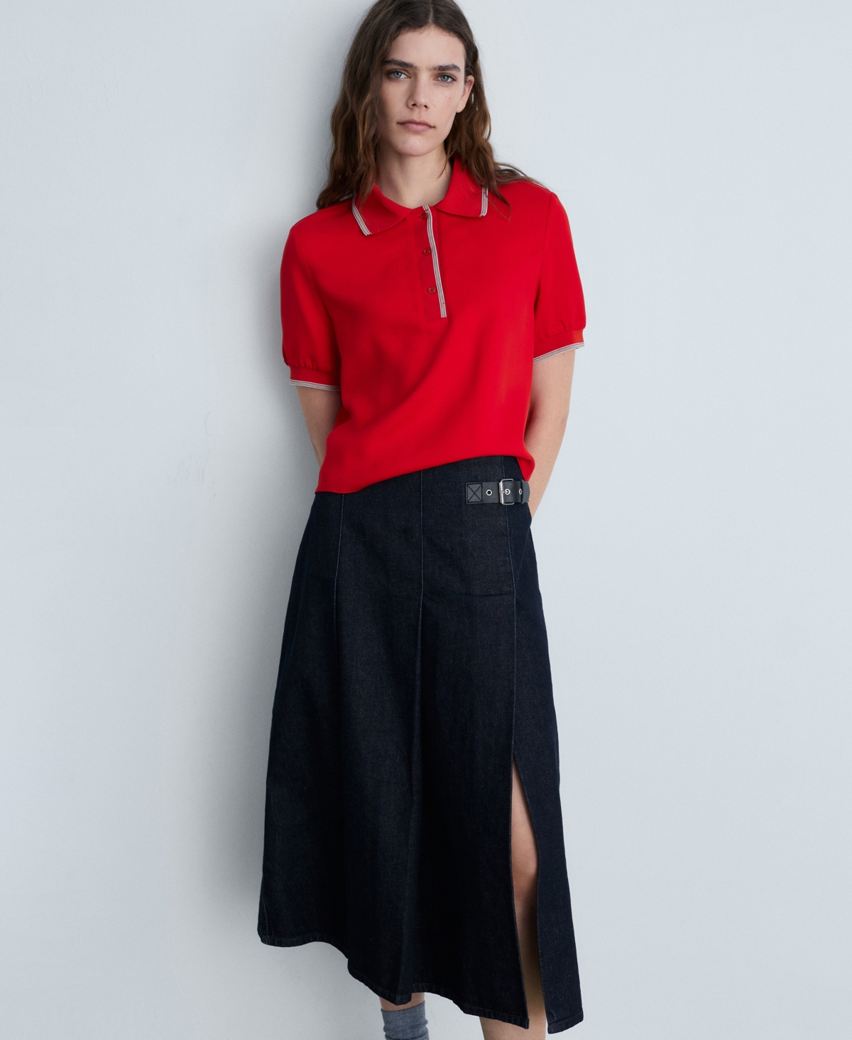 Mango Women's Cropped Polo Shirt In Red