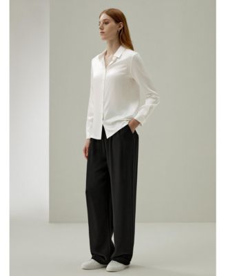 Women's Classic Pearl Button Silk Shirt