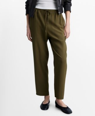 MANGO - Women's Elastic Waist Flowy Trousers