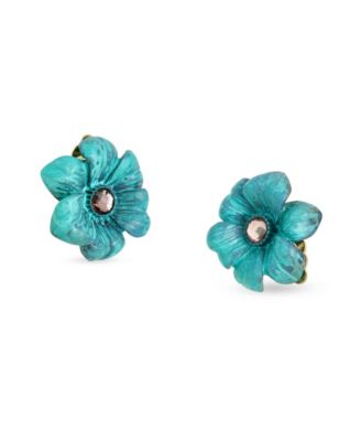 Faux Stone Patina Flora Clip-on Earrings