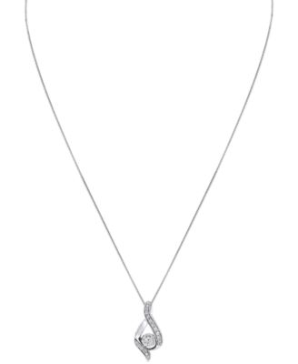 Diamond Ribbon Pendant Necklace (3/8 ct. t.w.) in 14k White or Yellow Gold 