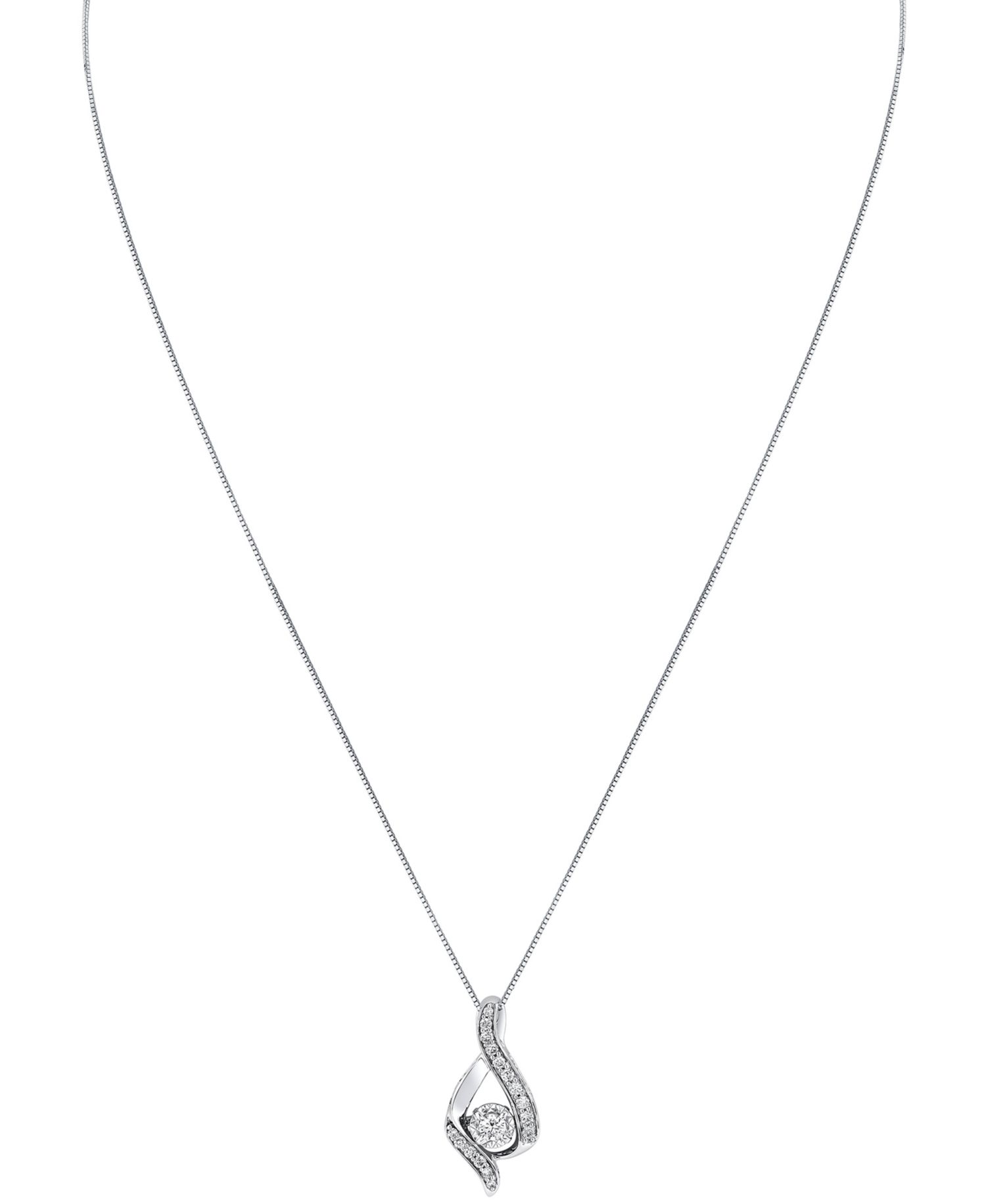 Diamond Ribbon Pendant Necklace (3/8 ct. t.w.) in 14k White or Yellow Gold