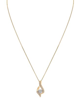 Diamond Ribbon Pendant Necklace (3/8 ct. t.w.) in 14k White or Yellow Gold 