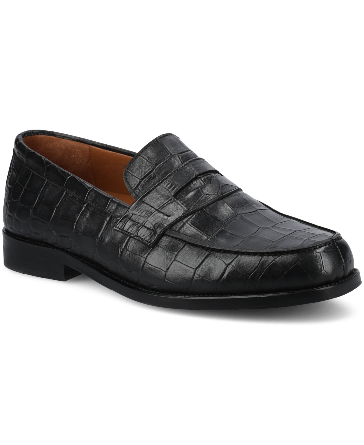 Men's Sterling Dress Penny Loafers - Croco, Black
