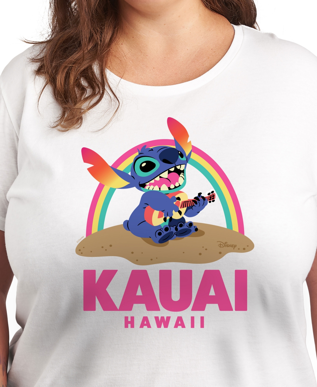 Hybrid Apparel Plus Size Lilo Stitch Kauai Hawaii Graphic T-shirt In White