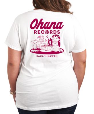 Plus Size Lilo Stitch Ohana Records Graphic T-Shirt