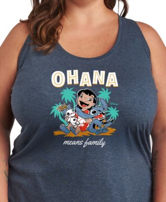 Plus Size Lilo Stitch Ohana Means Family Graphic Tank Top