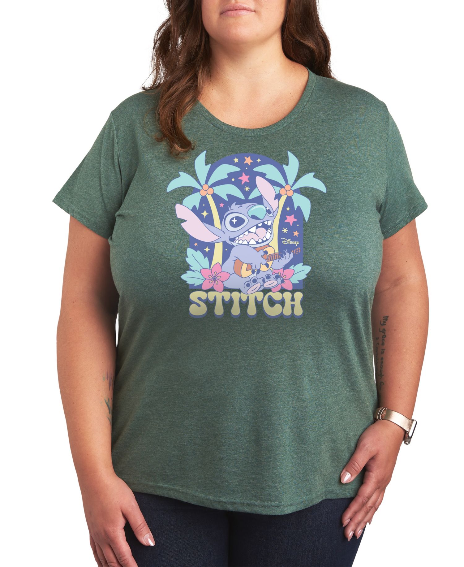 Plus Size Lilo Stitch Ukulele Graphic T-Shirt
